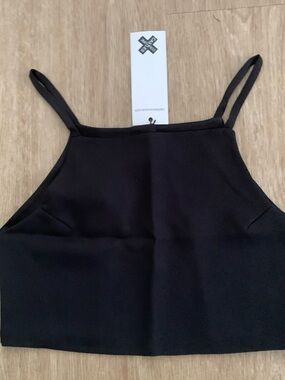 Black Women's Cropped Camisole Tank Top